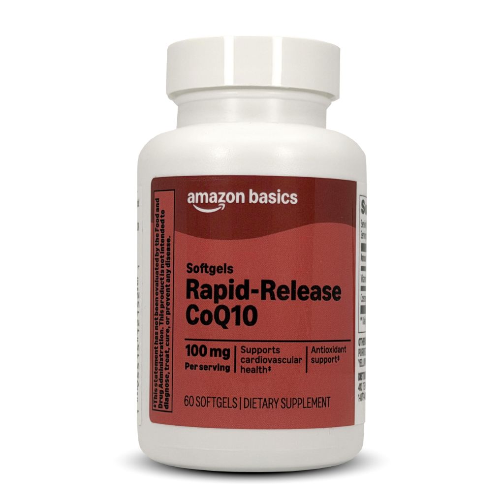 Amazon Basics Rapid-Release CoQ10 Heart Health Softgels, 100 mg 60 Count