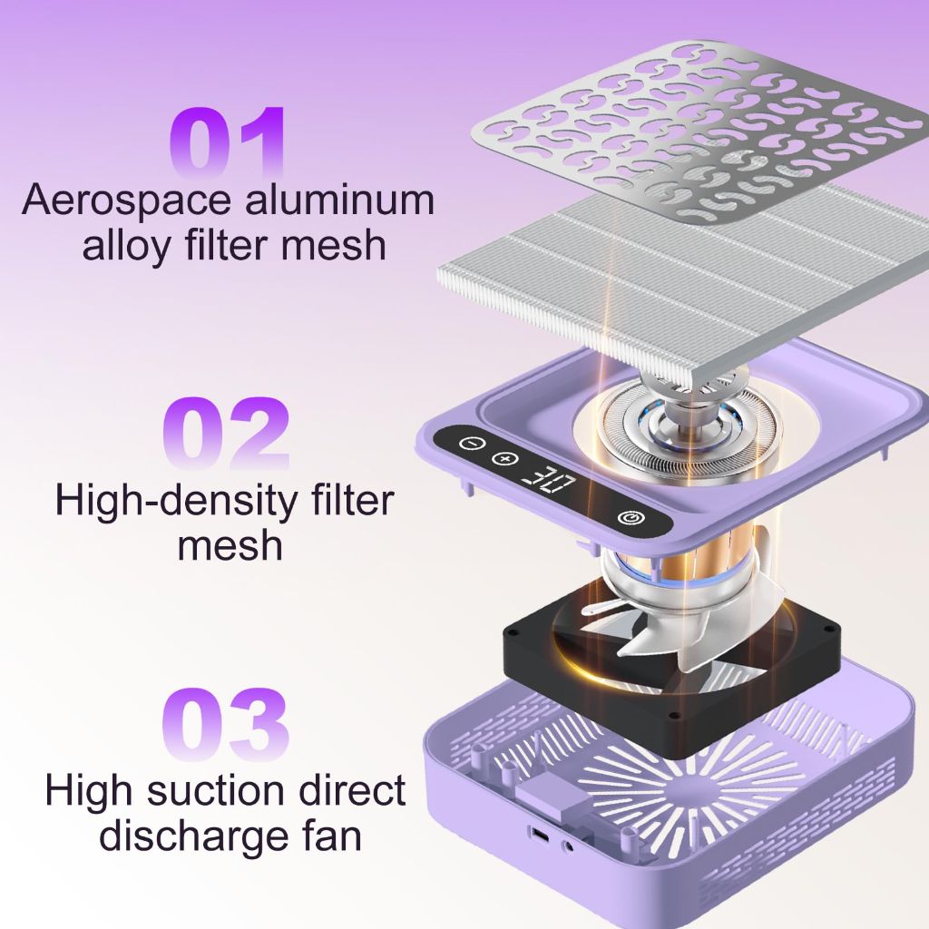 MEKK Professional Nail Dust Collector with Adjustable Speed Rotary