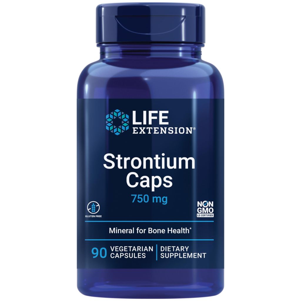 Life Extension Strontium Caps, Trace Mineral for Advanced Bone Health Support, 90 Capsules