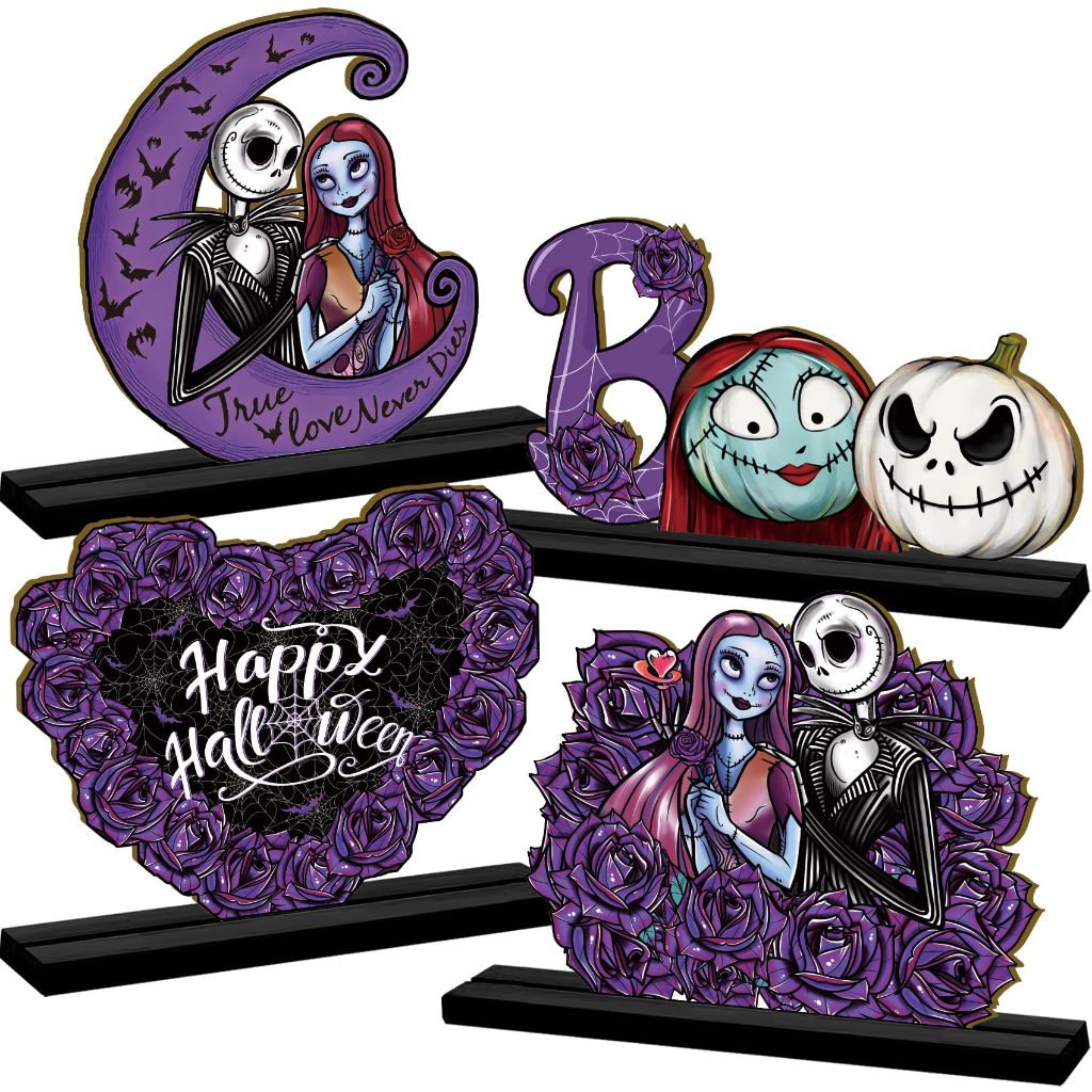 Nightmare Before Christmas Halloween Tabletop Centerpiece Wooden Decor