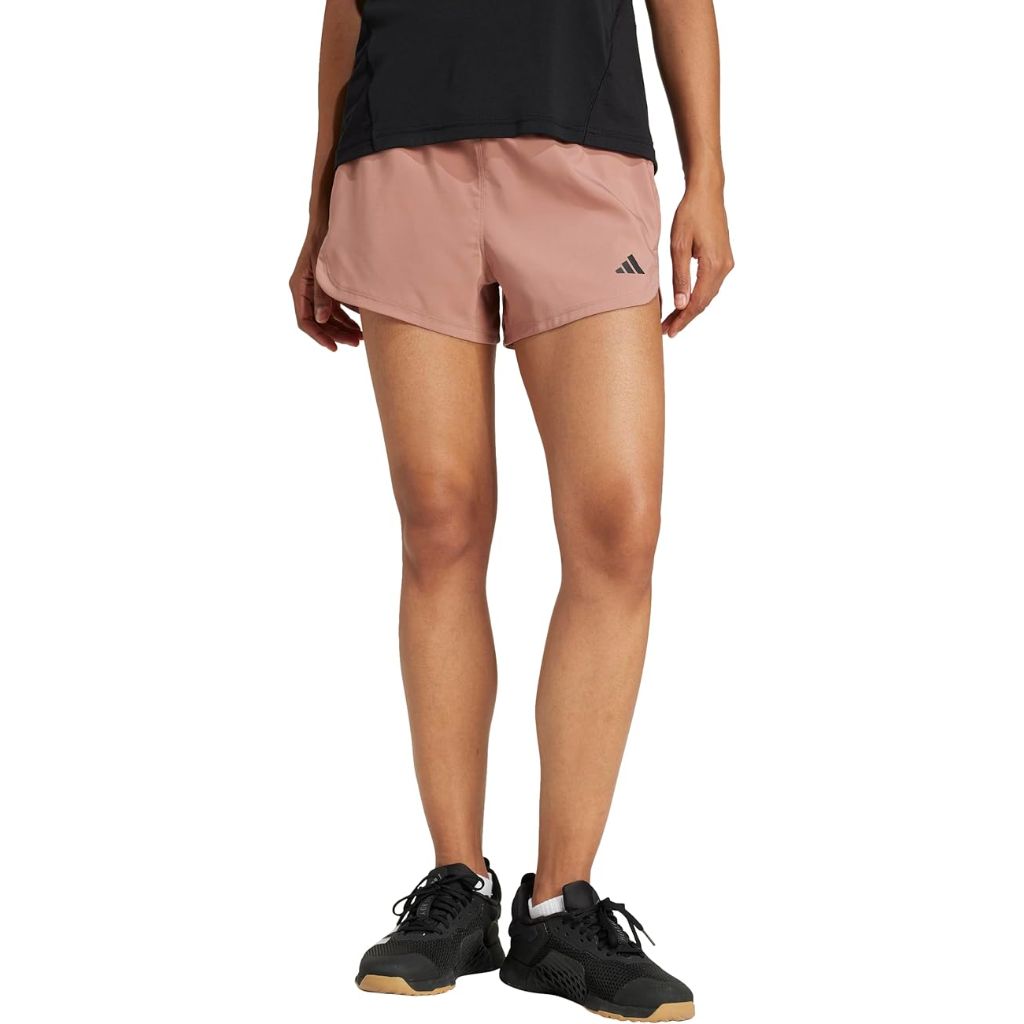 adidas Women's Pacer Training 3-Stripes Woven High-Rise 5" Shorts - Warm Clay, XXS