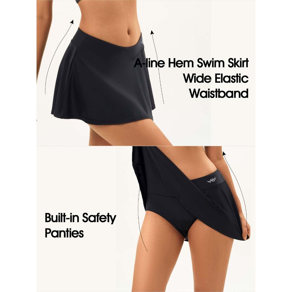 Angel Season Layered Swim Skirt for Women, Black - size XL