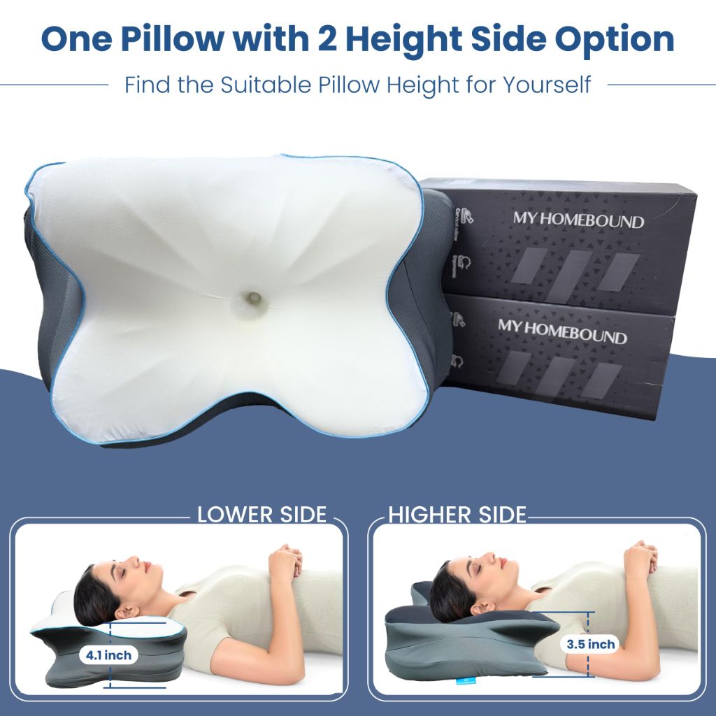 MY HOMEBOUND Cervical Pillow,Contour Memory Foam Pillow for Sleeping,Ergonomic Neck Support Pillow for Side,Back and Stomach Sleepers with 1 Extra Free Comfortable and Breathable Pillowcase