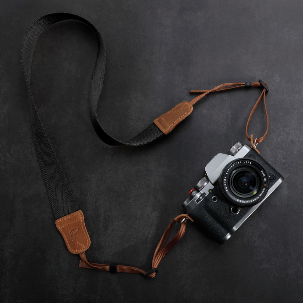 Padwa Lifestyle Black Camera Strap - Double Layer Crazy Horse Cowhide Head,1.5" Wide