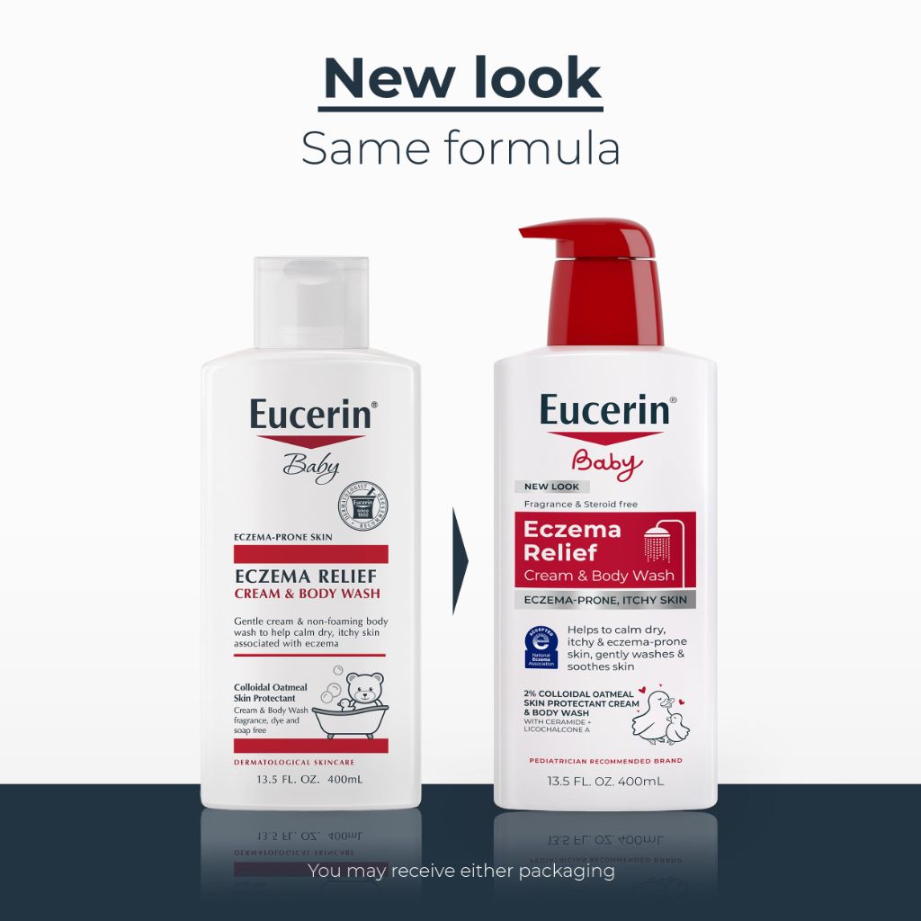 Eucerin Baby Eczema Relief Cream Body Wash, Fragrance Free with Colloidal Oatmeal, 13.5 Fl Oz Bottle