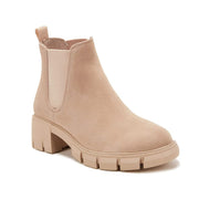 Juliet Holy Womens Lug Sole Platform Ankle Booties Chelsea Slip on Chunky Block Heel Leather Combat Boots