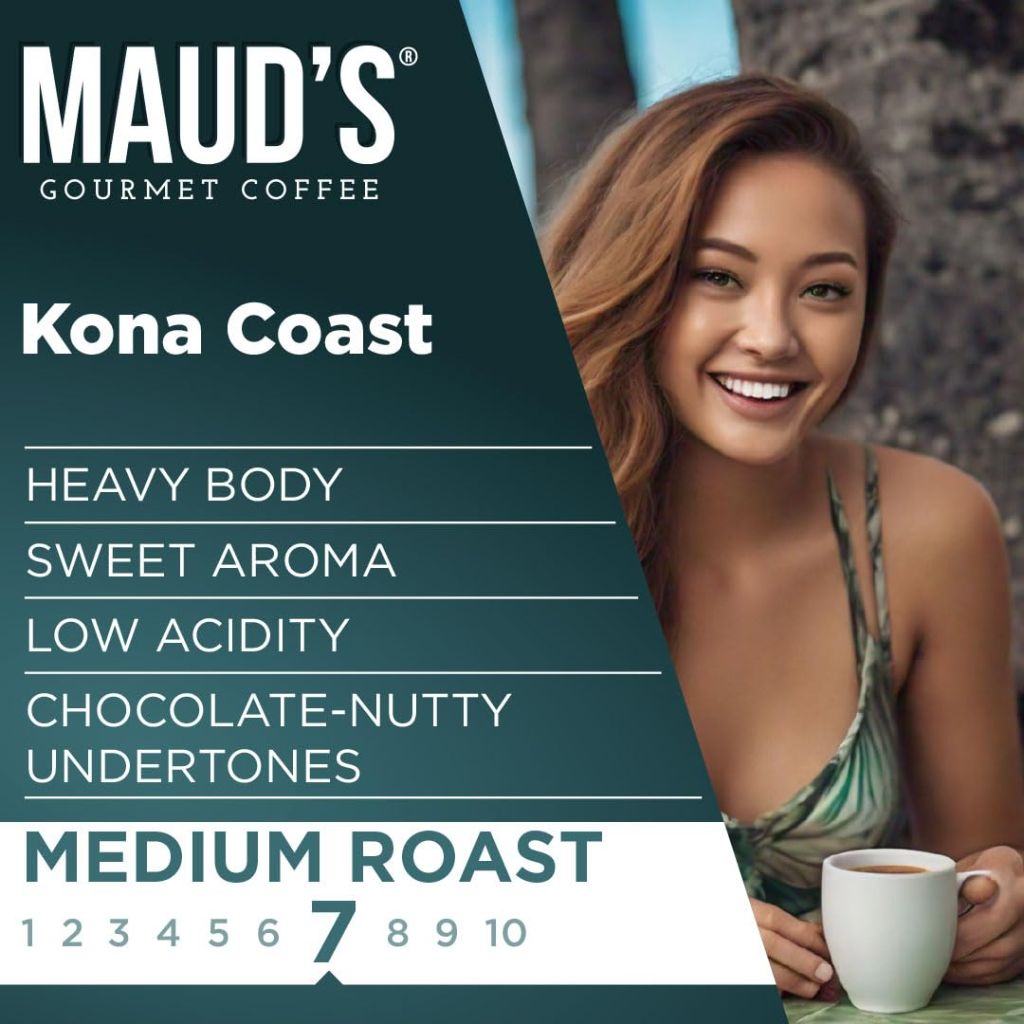 Maud's Kona Coffee Pods, 100 ct, Medium Roast Coffee in Single Serve Pods – 100% Arabica Coffee