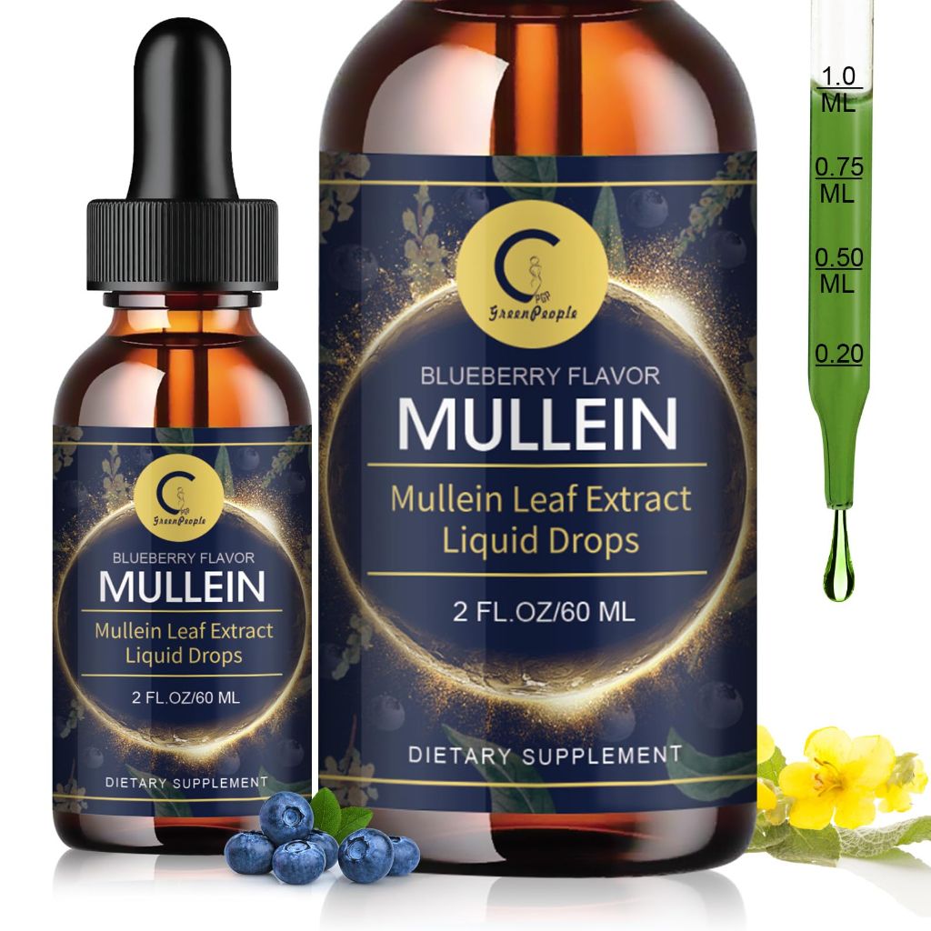 Mullein Leaf Extract Drops for Lungs Blueberry Flavor, 2 FL OZ