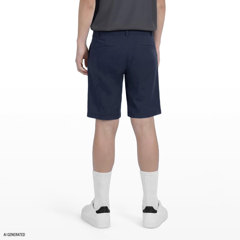 SZ 10, Izod Boys' School Uniform Flat Front Stretch Performance Short, Navy, Husky
