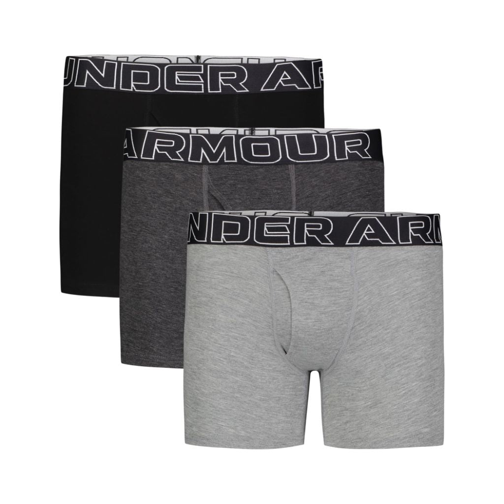 SZ S, Under Armour Boys Boxer Brief Underwear (Big Kid) Steel Small