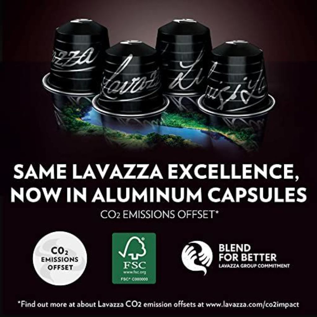 Lavazza Espresso Intenso Medium-Dark Roast Aluminum Capsules Compatible with Nespresso Original Machines (Pack of 60)