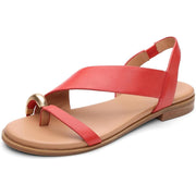 SZ 9, Sanctuary Women's Suave Toe Ring Flat Sandal, Coral Red