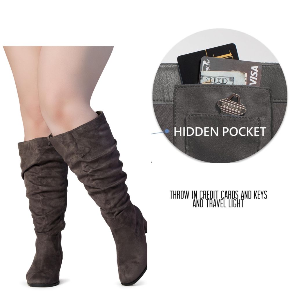 RF ROOM OF FASHION Women's WIDE CALF Slouchy Knee High Boots GREY Size.8.5