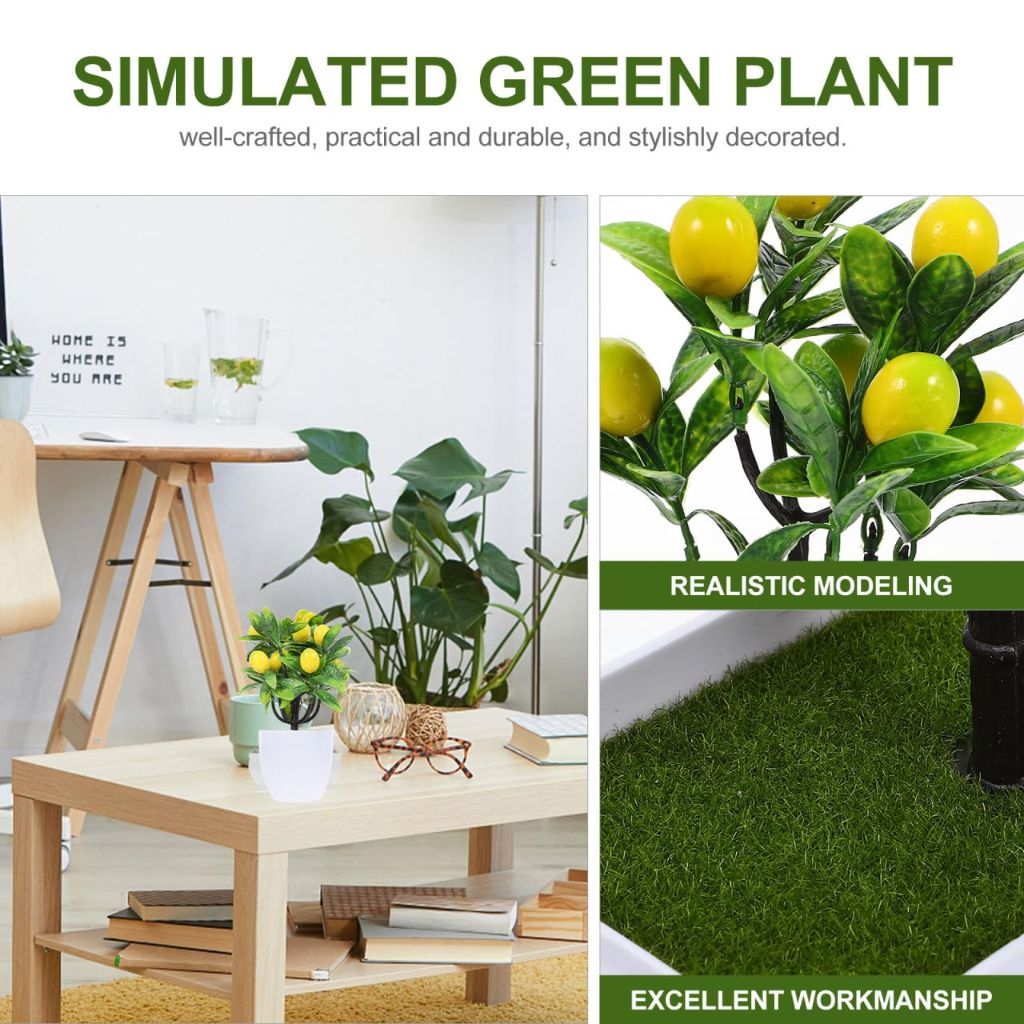 PRETYZOOM Artificial Lemon Tree Decor, 9.5 Inch