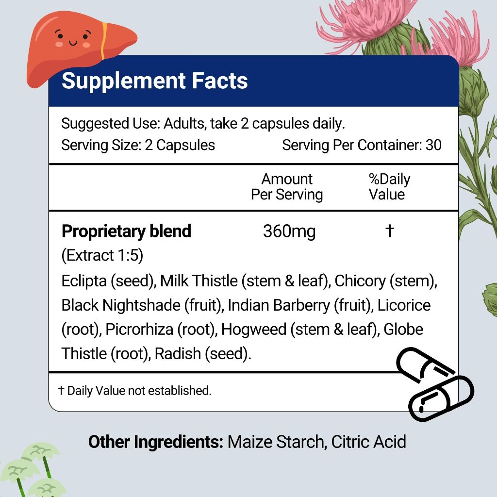 HERBION Naturals Liver Support Herbal Blend with Milk Thistle, Supports Healthy Liver Function - 60 Vegicaps