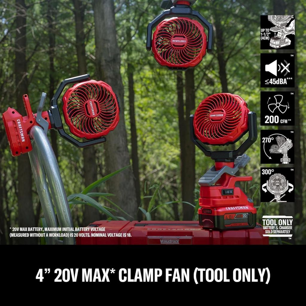 CRAFTSMAN Portable Clip on Fan Rechargeable (Tool Only)