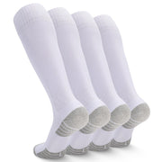 Ultrafun 4 Pairs Soccer Socks Youth Kids, White- size Medium