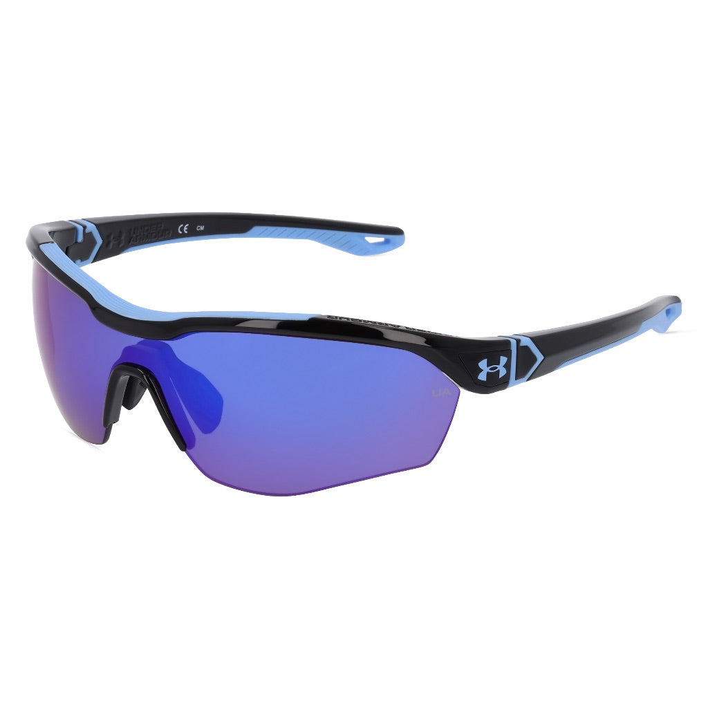 Under Armour Men's UA Yard Pro Sunglasses, Black/Blue Multi Mirrored, 99mm