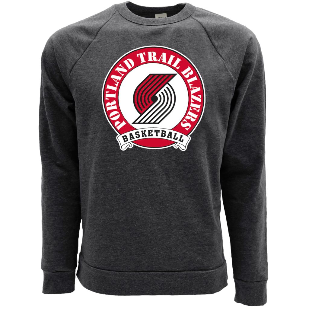 Portland Trail Blazers NBA Officially Licensed Tri-Blend Crewneck Sweatshirt Black, Large
