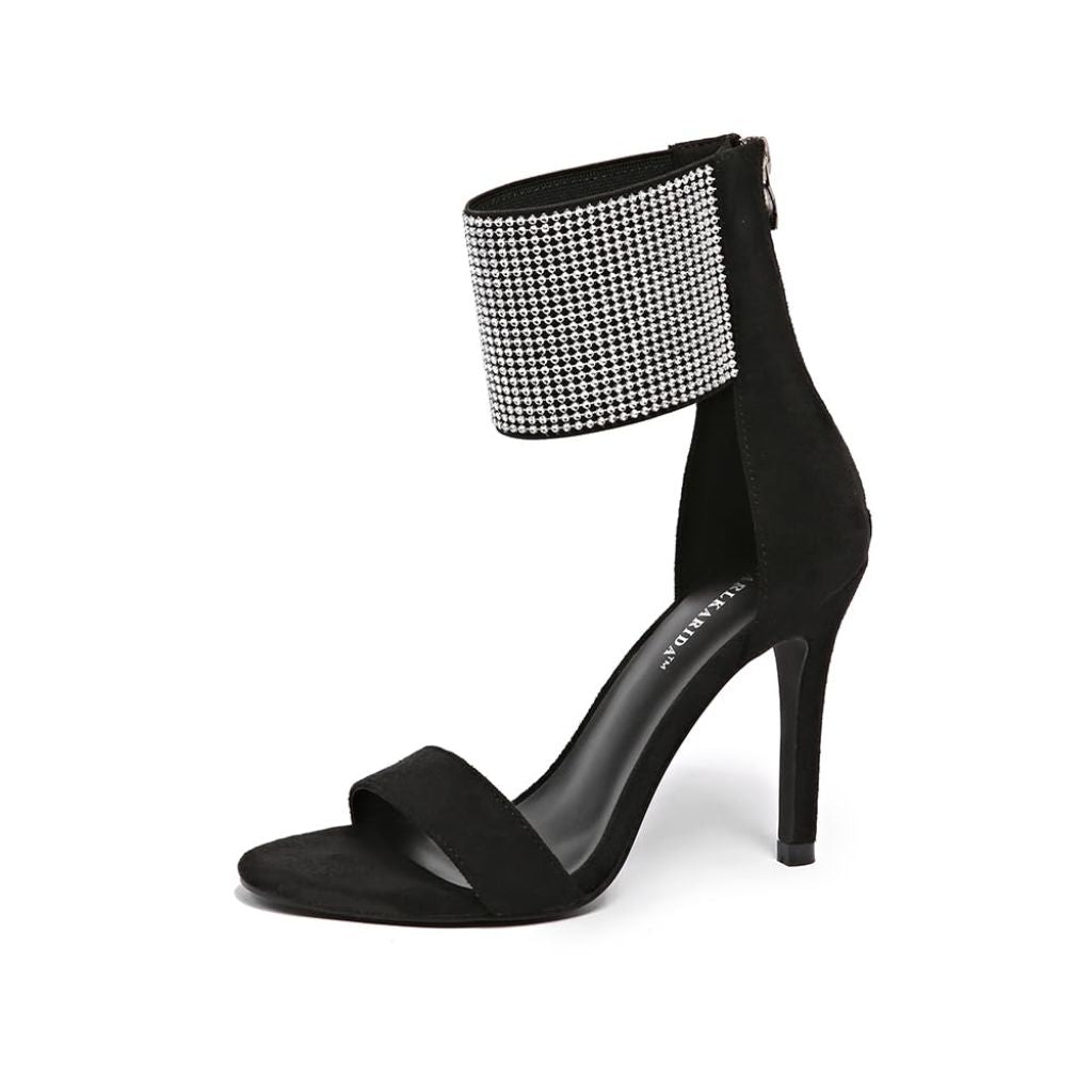 CARLKARIDA Women's High Heel Sandals Open Toe Ankle Tie Dressy Heeled Sandals for Prom, Party, Evening Events, 3.93 Inch Comfortable Thin Block Heels NH