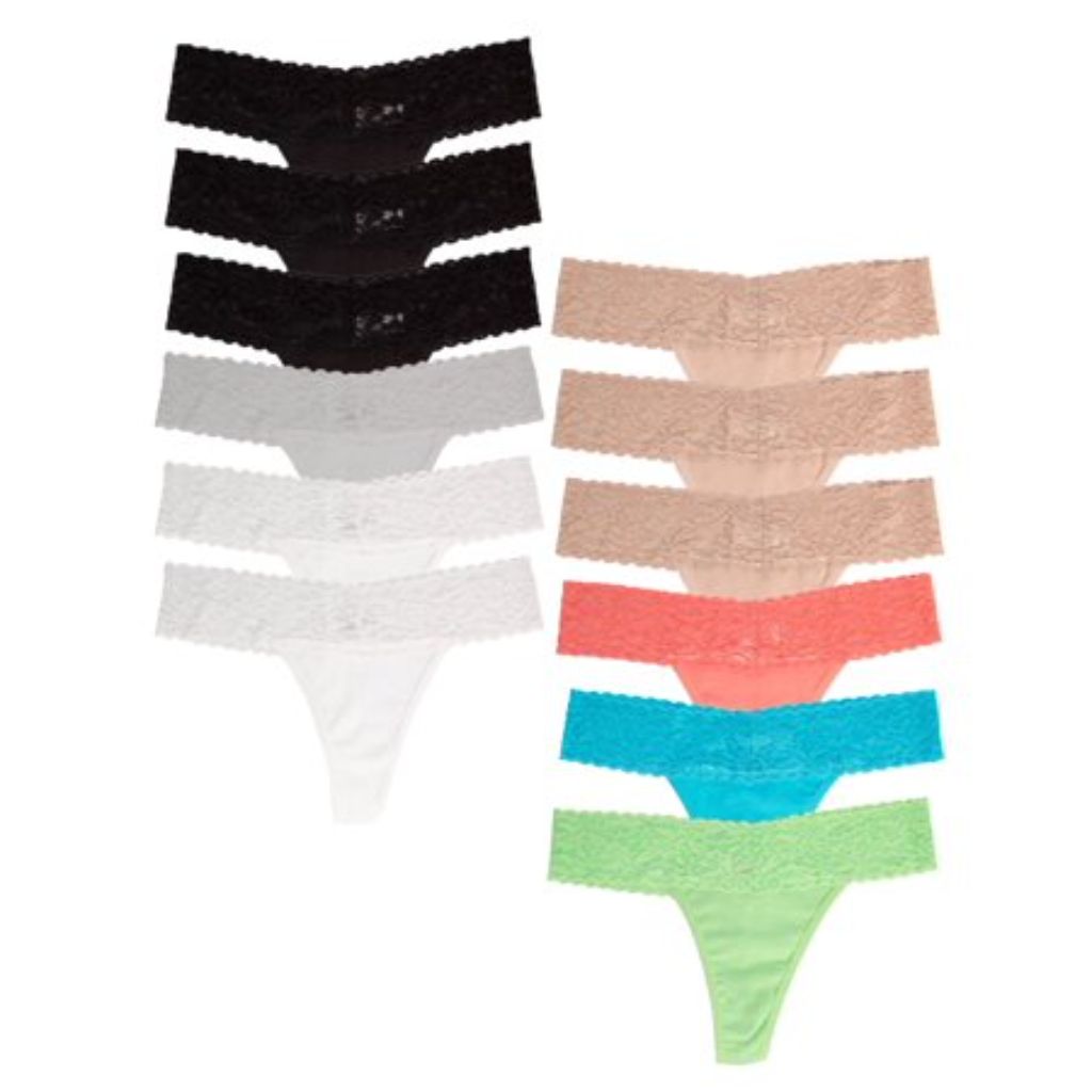 Jo & Bette Women s Cotton Lace Trim Panties  12-Pack  Off-White