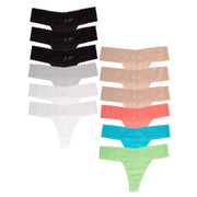 Jo & Bette Women s Cotton Lace Trim Panties  12-Pack  Off-White