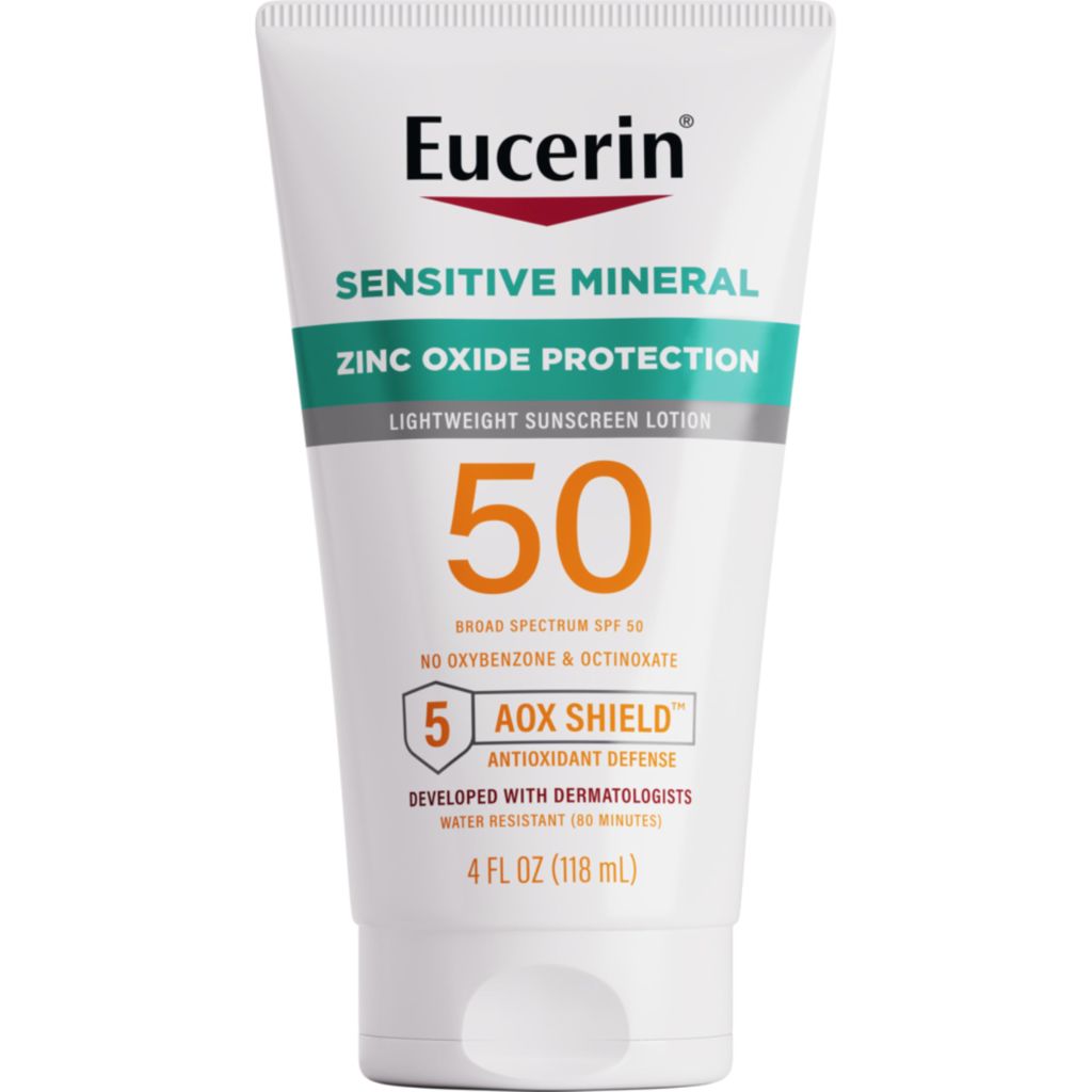 Eucerin Sun Sensitive Mineral Sunscreen Lotion SPF 50 with Zinc Oxide Protection, 4 Fl Oz