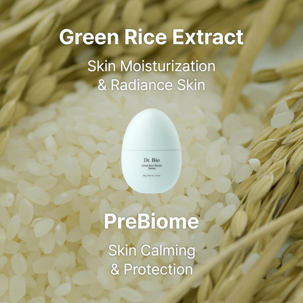 Dr. Bio Green Rice Biome Serum (1.69 fl.oz) with Probiotic, Vegan Korean Skincare for sensitive skin