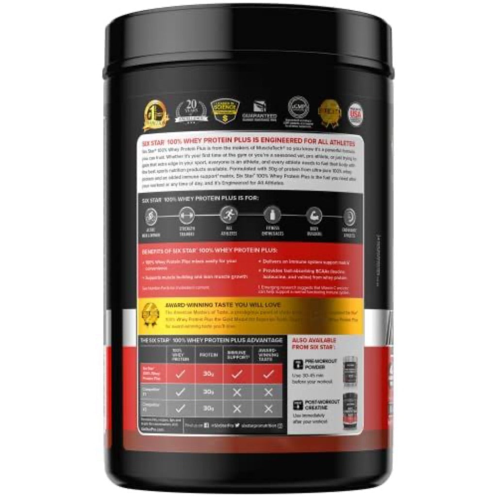 Six Star 100% Whey Protein Plus Powder - Triple Chocolate Powder, 18 Svgs