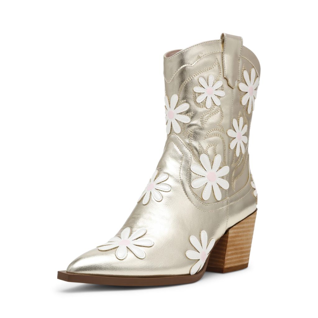 Betsey Johnson Women's Teddyy Western Boot, Gold, 5