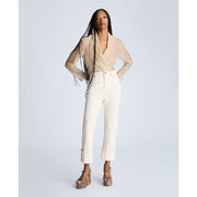 Kenneth Cole Women's High-Rise Straight-Leg Wide-Cuff Jeans - Ecru Wash, Size 8