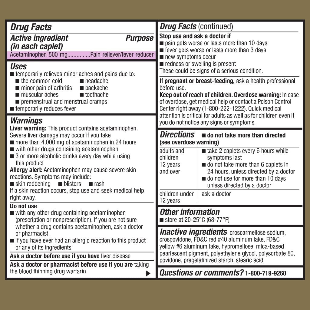 GoodSense Rapid Release Pain Relief, Acetaminophen Caplets 500 mg | 100 Count