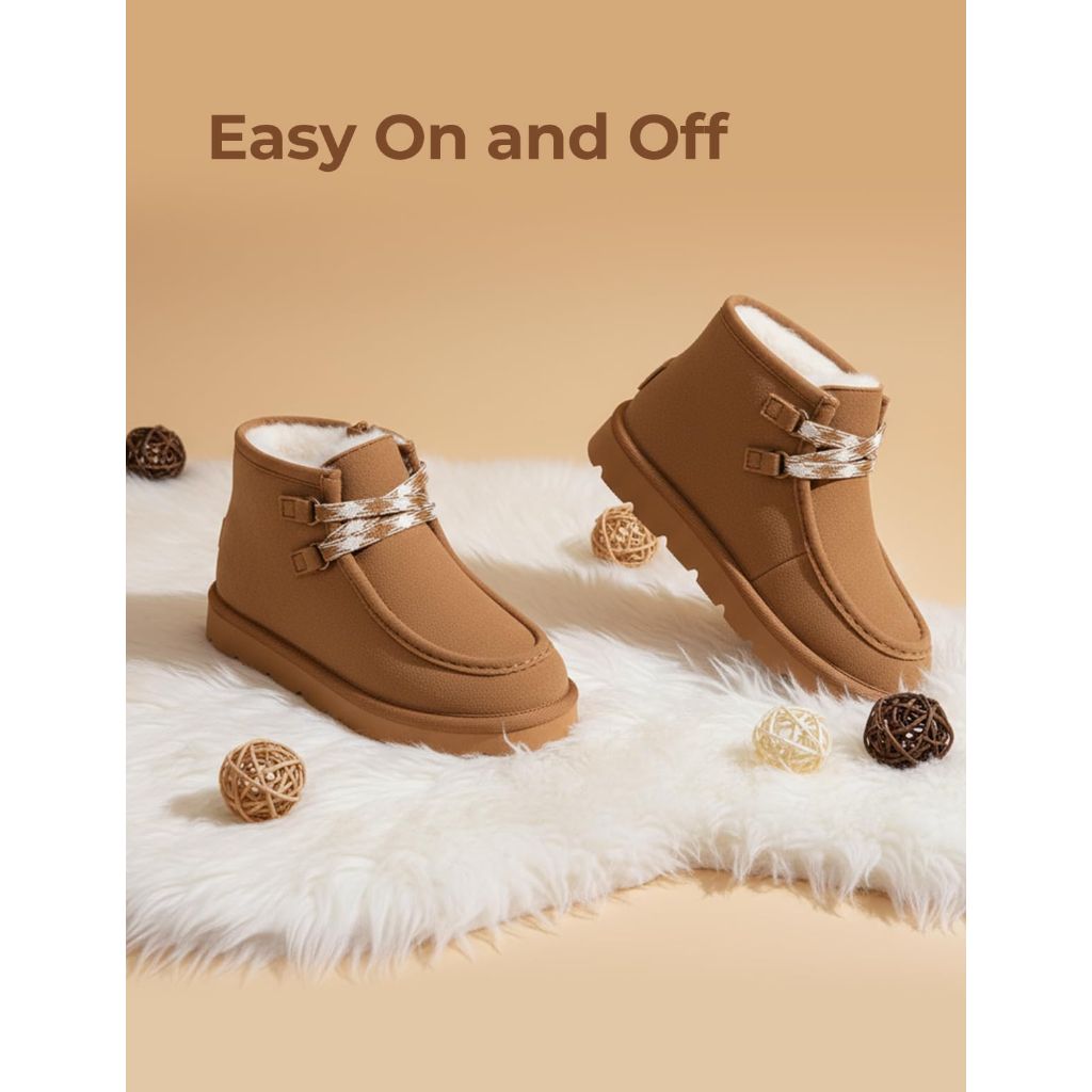 SZ 4, PATPAT Ankle Boots Chestnut Faux Fur