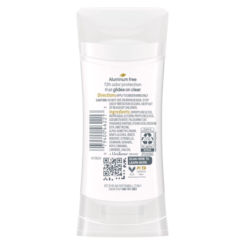 Dove Women's Aluminum Free Deodorant Stick - Cucumber and Green Tea, 2.6 oz (4 Pack)