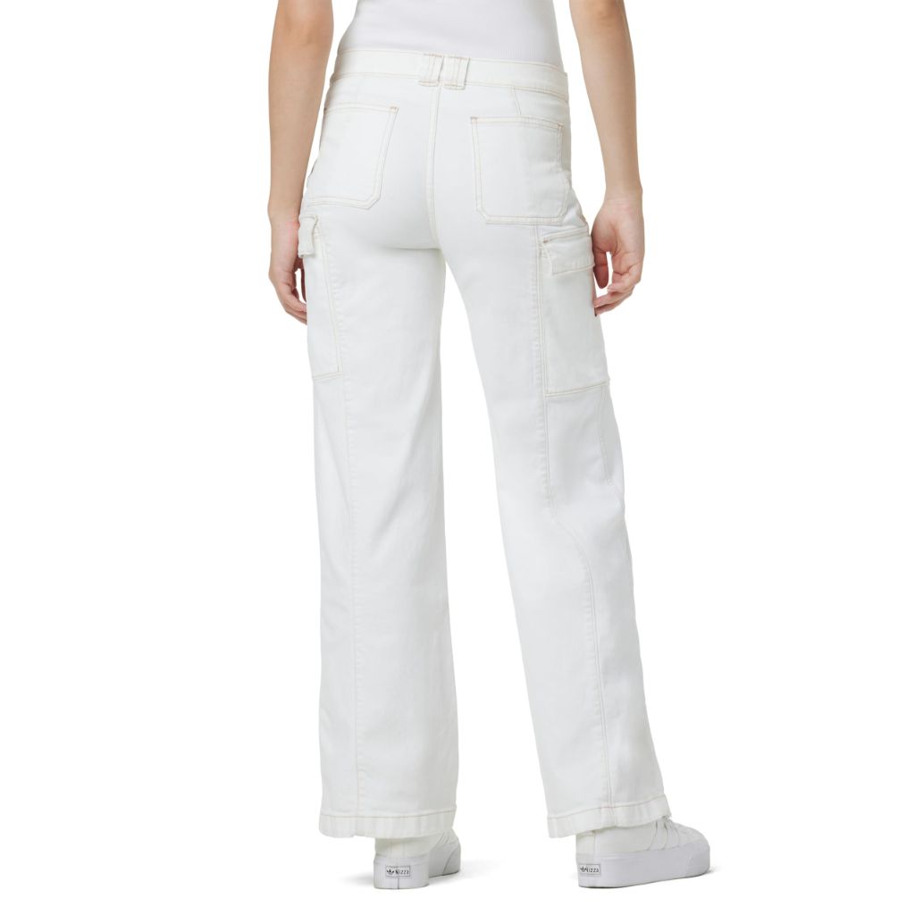 SZ 25, HUDSON Women's Utility Wide Leg Cargo Maternity, White
