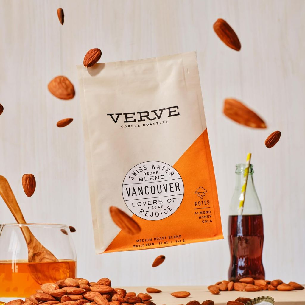 Verve Coffee Roasters | Vancouver Swiss Water Decaf Whole Bean | Almond, Honey & Cola | 12 Ounces