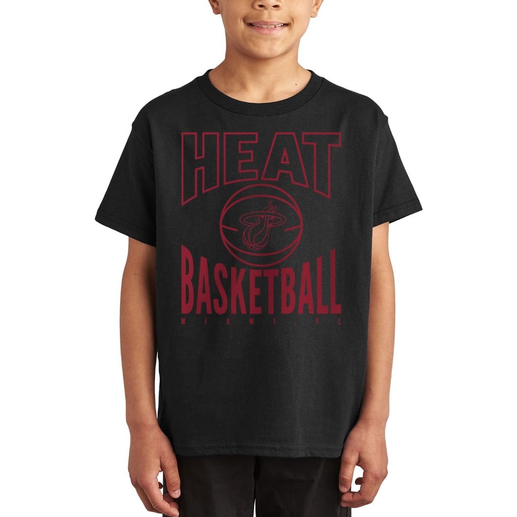 Junk Food Kid's NBA Officially Licensed Short Sleeve T-Shirt - Miami Heat, Black (Large)