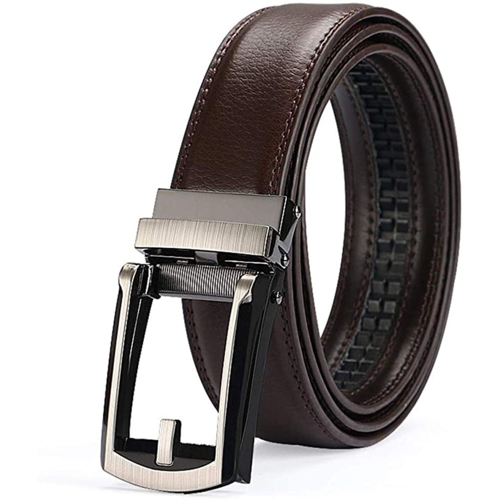 Chemstar Men's Comfort Genuine Leather Belt with One Click Buckle, Fit for 27-46"