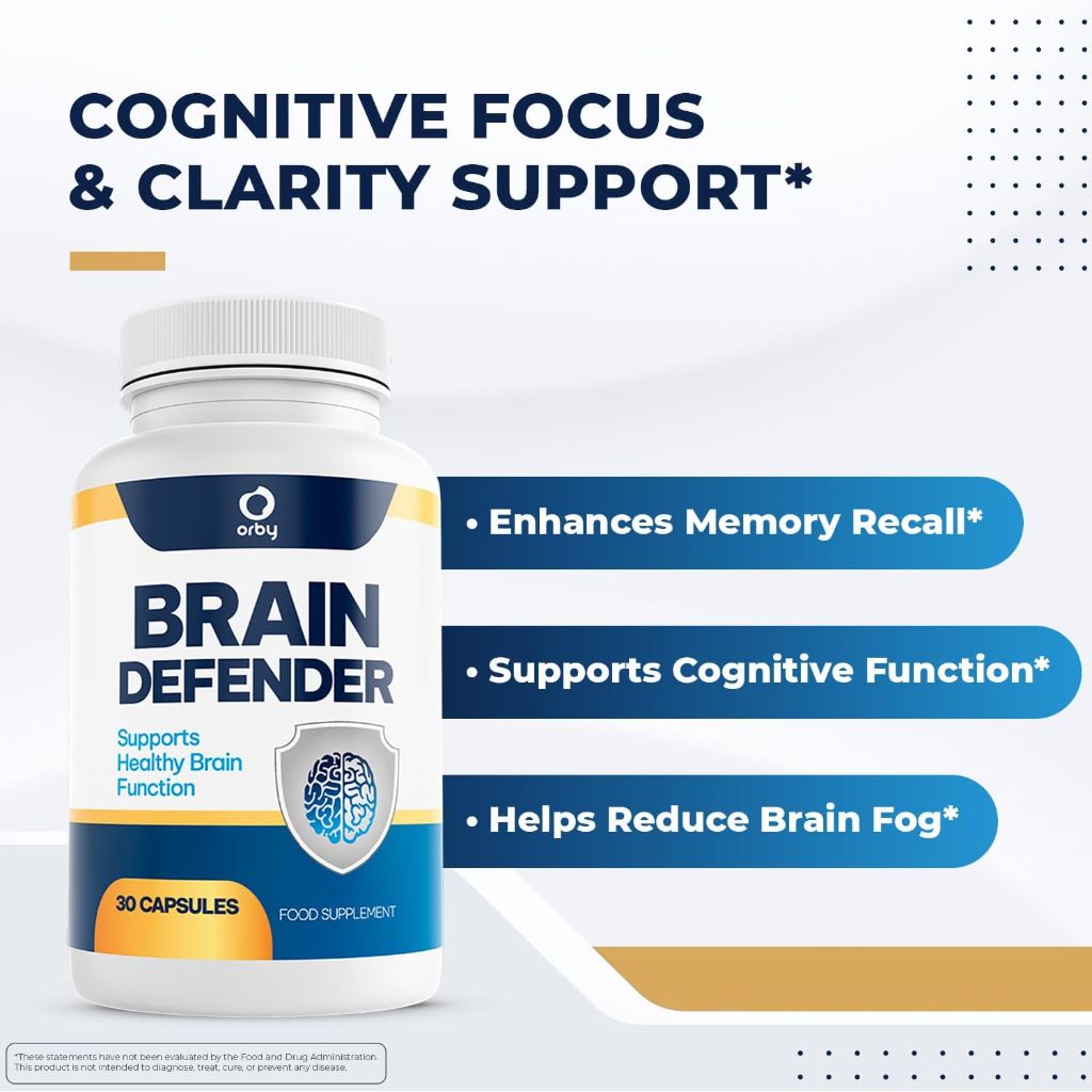 BrainDefender Capsules – Natural Supplement for Cognitive Health, Focus & Memory - 30 Capsules, 1 Month Supply