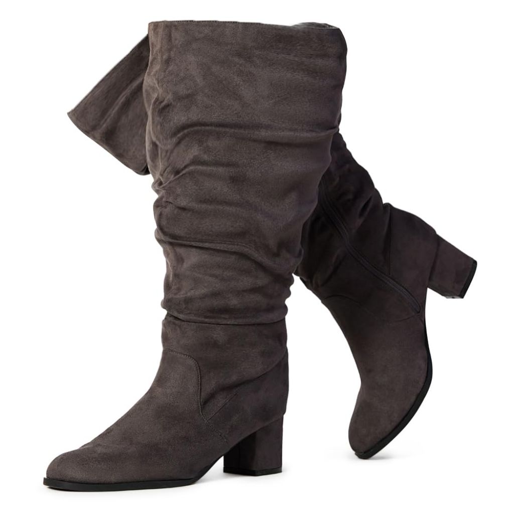 RF ROOM OF FASHION Women's WIDE CALF Slouchy Knee High Boots GREY Size.8.5