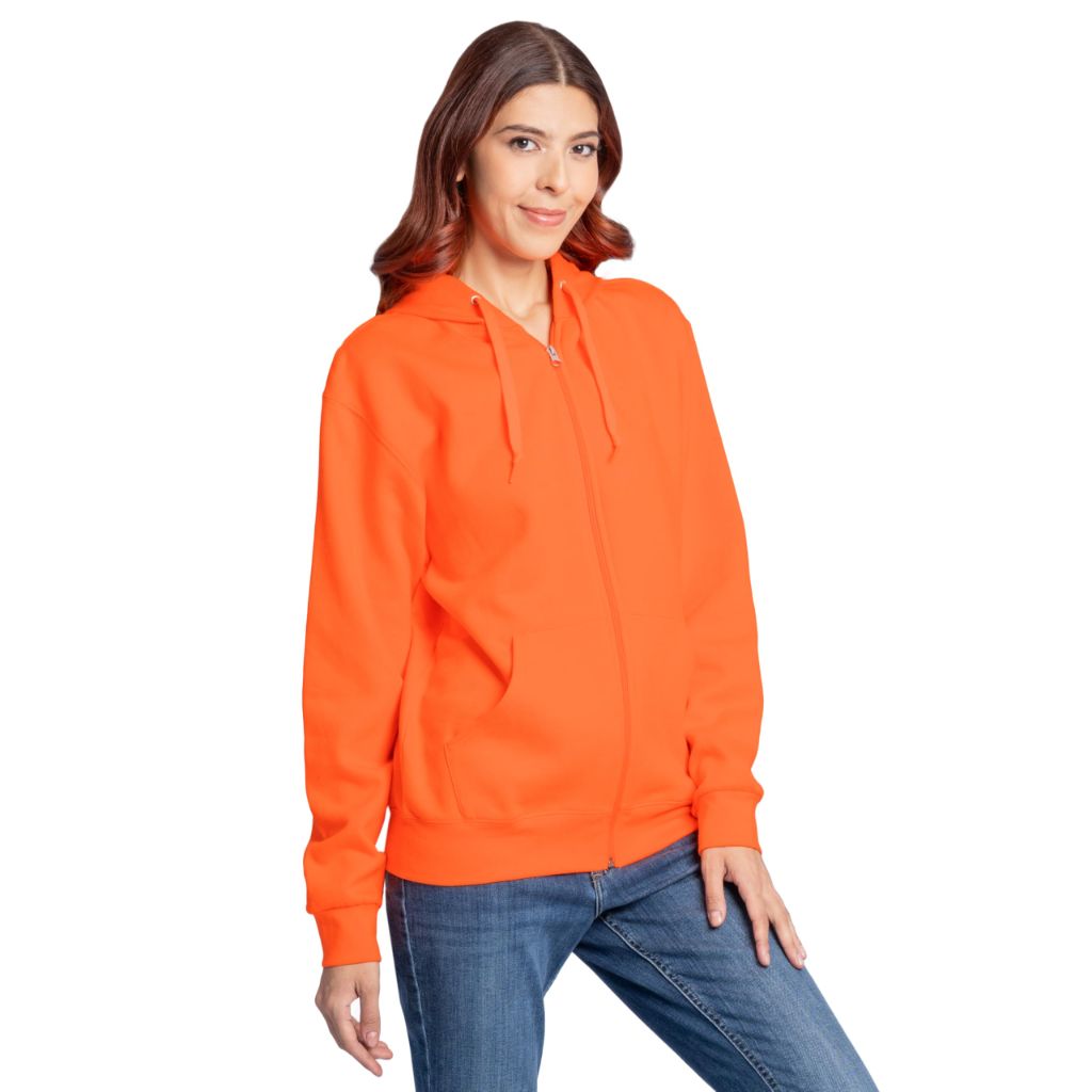 Fruit of the Loom Unisex Adult EverSoft Fleece Full Zip Hoodie Sweatshirt, Safety Orange, Small