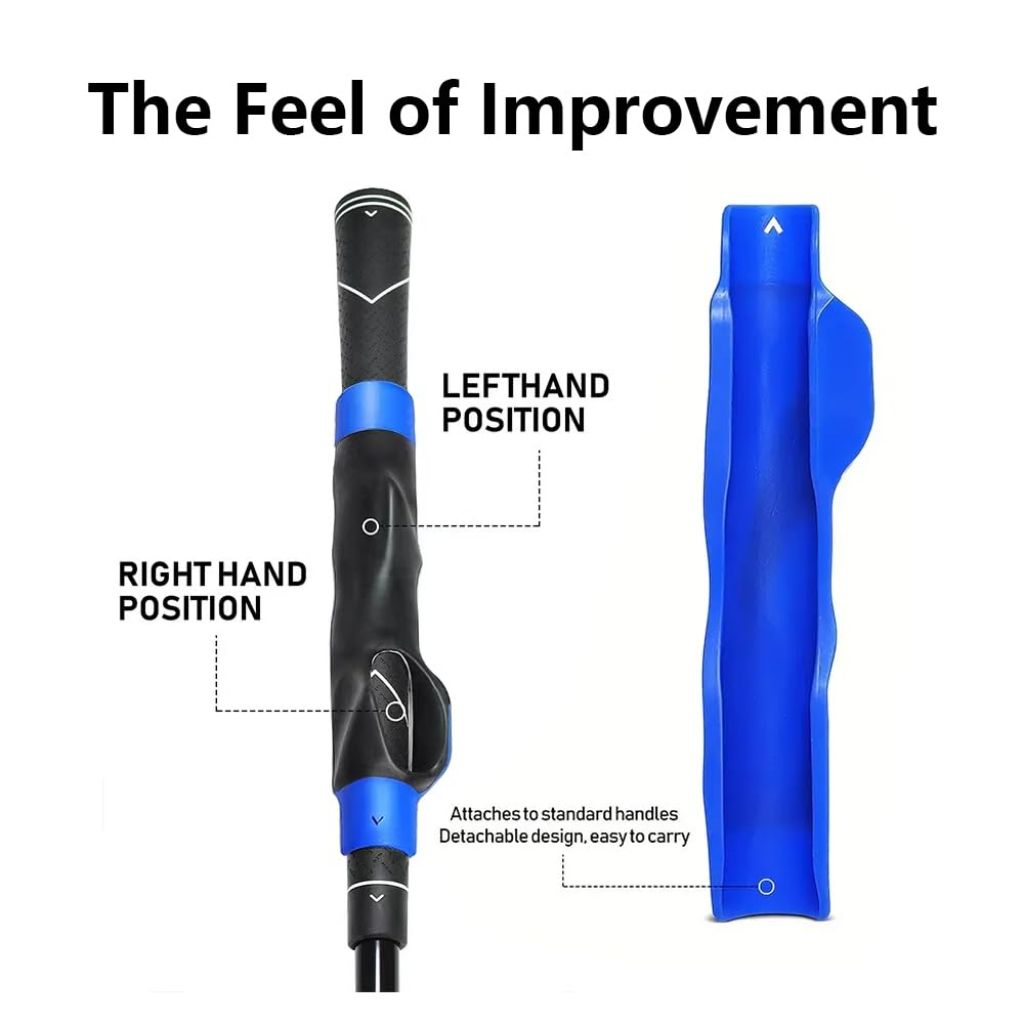 KLASHE Portable Golf Grip Trainer for Right-Handed Beginners Anti-Slip, Blue, Textured Rubber Grip, 6 Inches