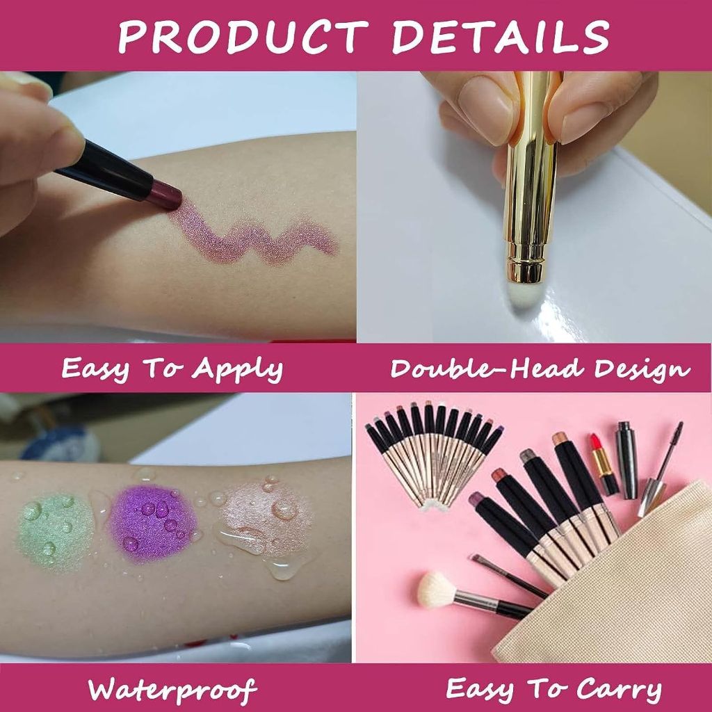 Engbo Eyeshadow Stick And Sponge Makeup Brush - Warm Gold