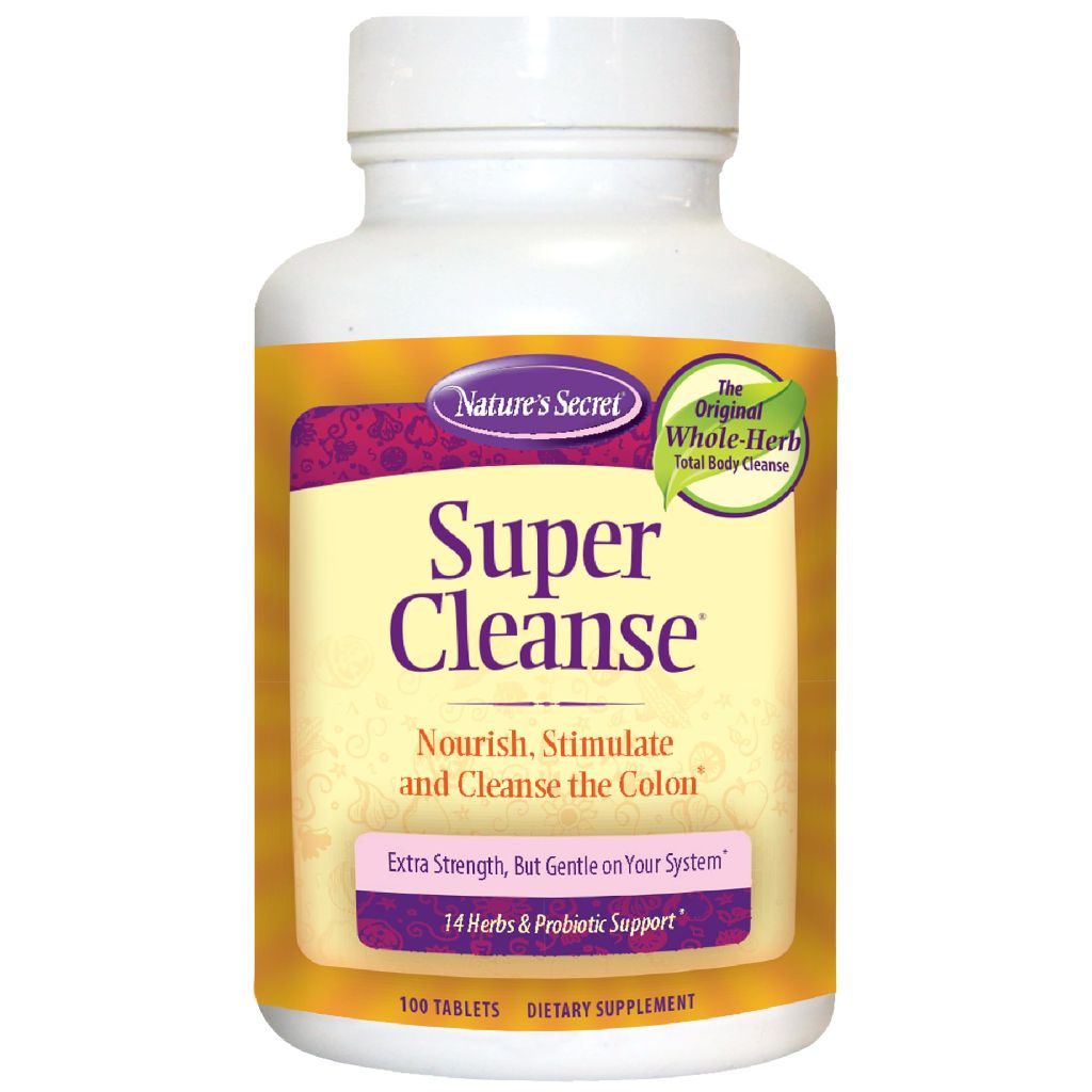 Nature’s Secret Super Cleanse - Extra Strength Colon Cleanse with 14 Herbs & Probiotic Support - 100 Tablets (1 Pack)