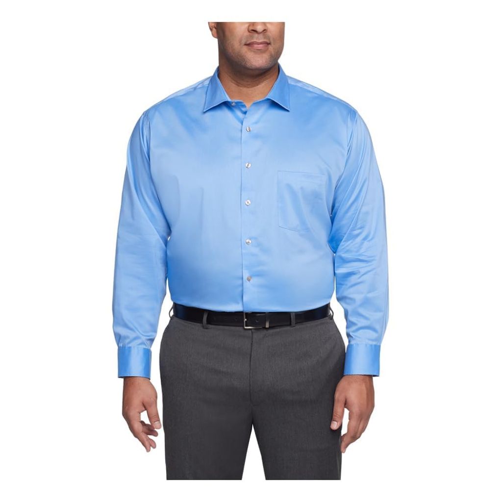 Van Heusen Men's Fit Dress Shirt Ultra Wrinkle Free Flex Collar Stretch (Big and Tall), Blue Frost, 20" Neck 35"-36" Sleeve