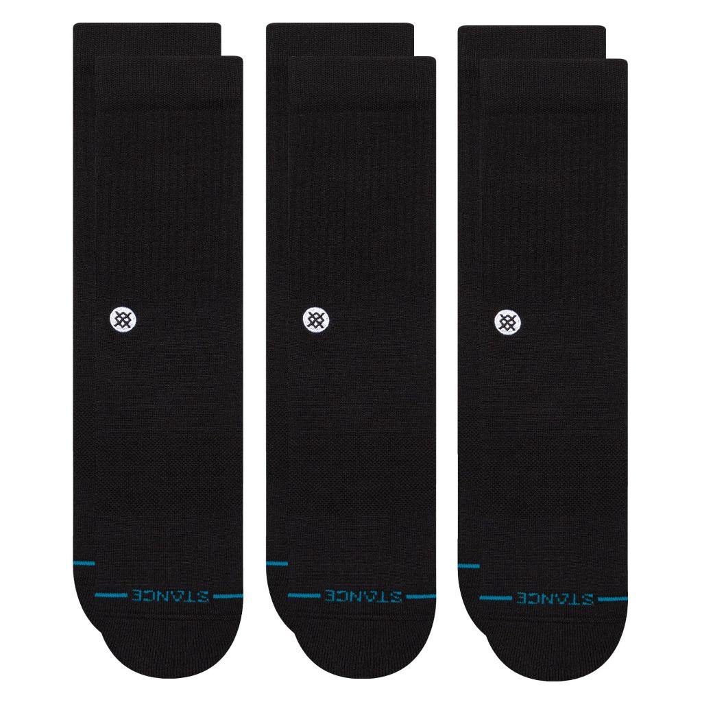Stance Men's ICON 3 Pack Crew, black MEDIUM