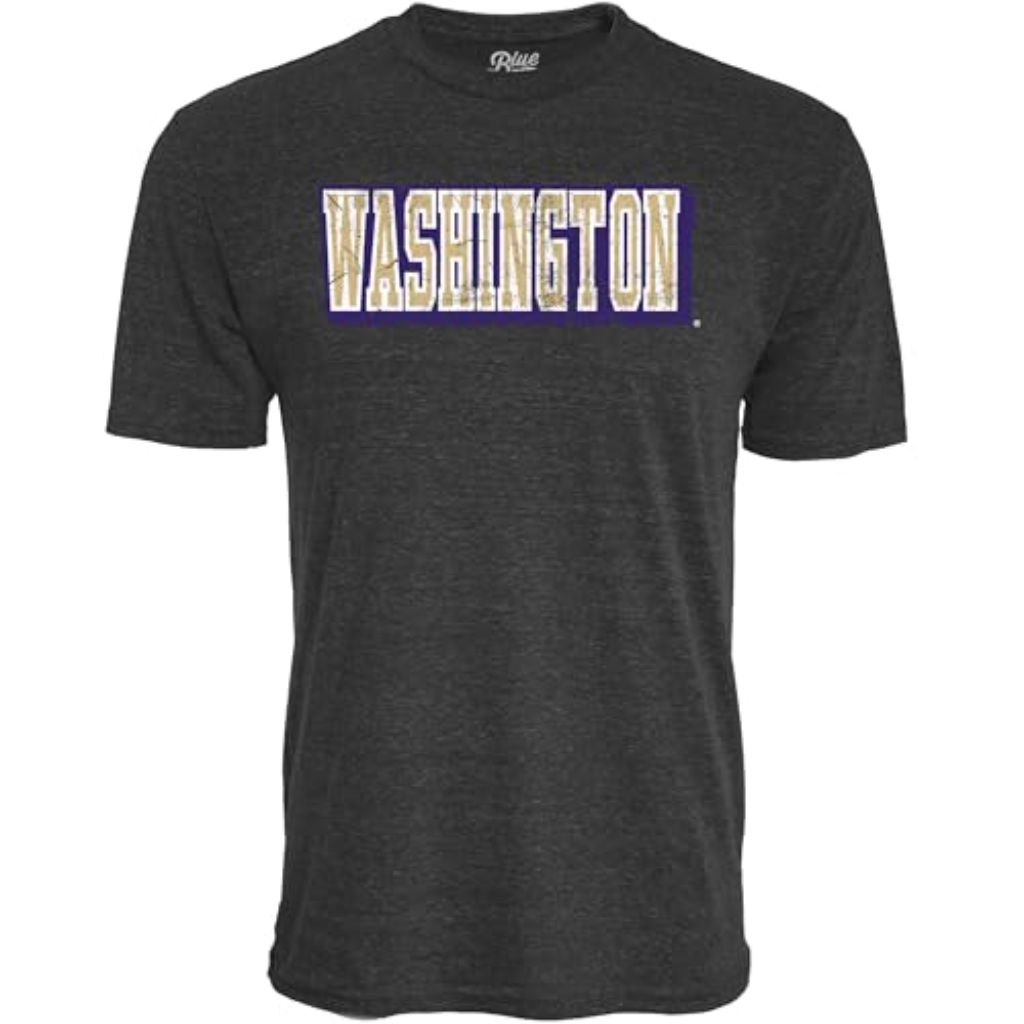 Washington Huskies NCAA Officially Licensed Tri-Blend T-Shirt Vintage Prominent Black, X-Large