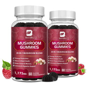 2 PACK Mushroom Gummies, 20 in 1 Lions Mane Mushroom Complex Supplement ,Raspberry Flavor, 120ct