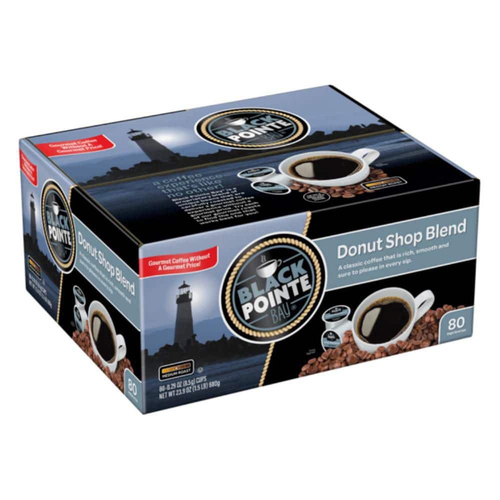 Black Pointe Bay  Donut Shop Blend  Medium Roast  80 Count Single Serve Coffee Pods for Keurig K-Cup Brewers