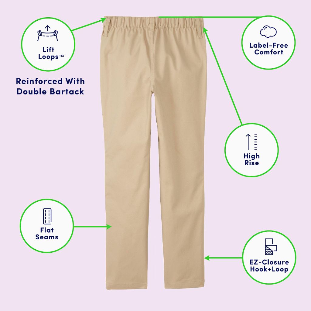 French Toast Girls Adaptive Straight Leg Stretch Twill Pant, Navy, 6